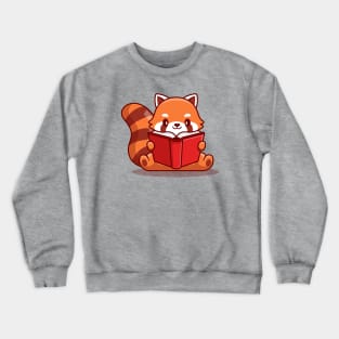 Cute Red Panda Reading Book Crewneck Sweatshirt